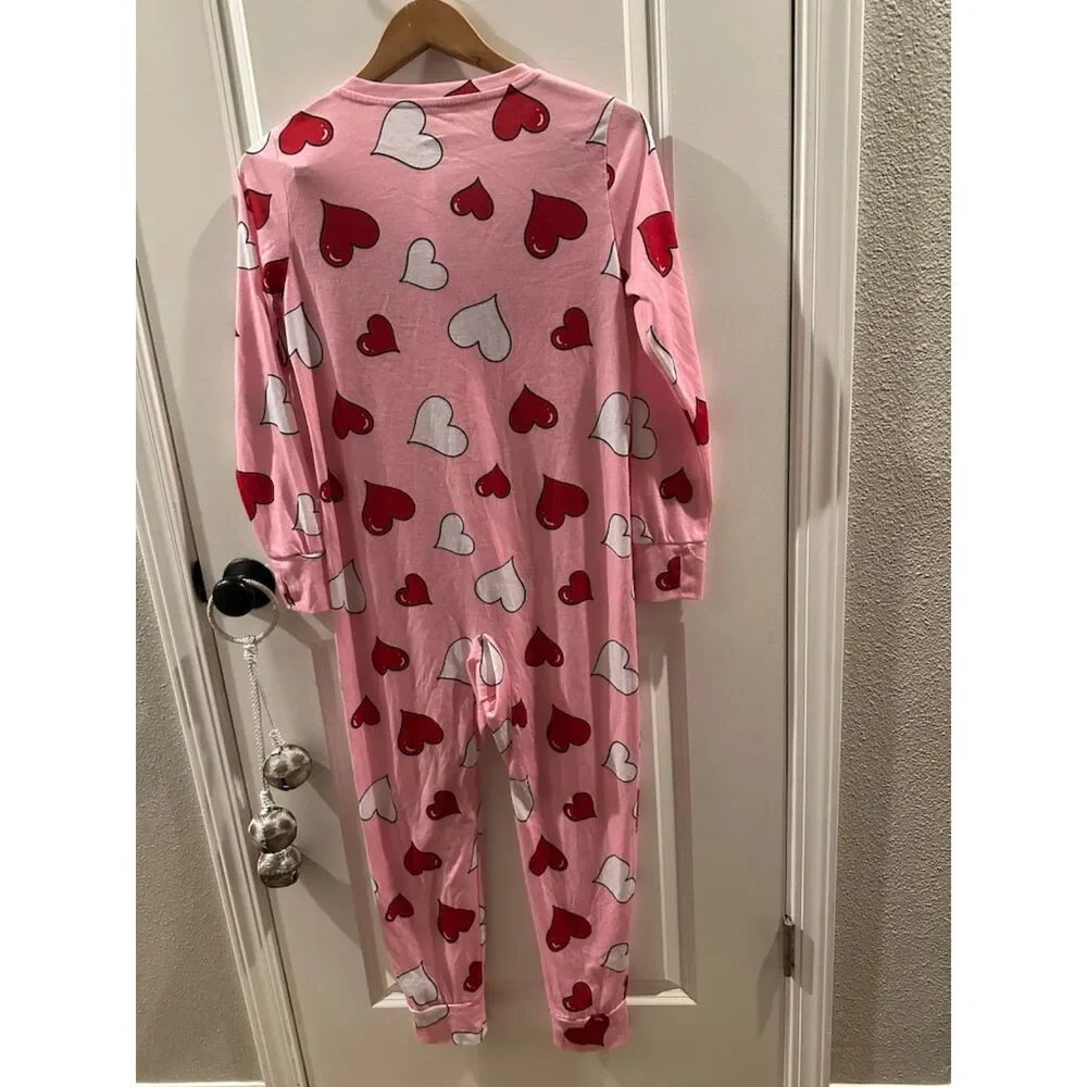 NWOT Justice Heart Print Girl Onesie Pajamas Size 12